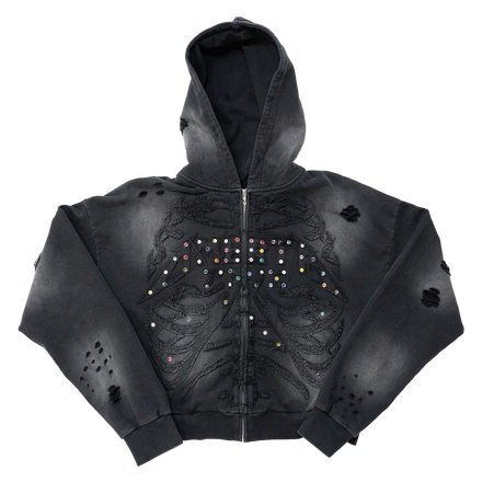 OMERTÀ SKELI BLACK ZIP-UP SMALL FIT